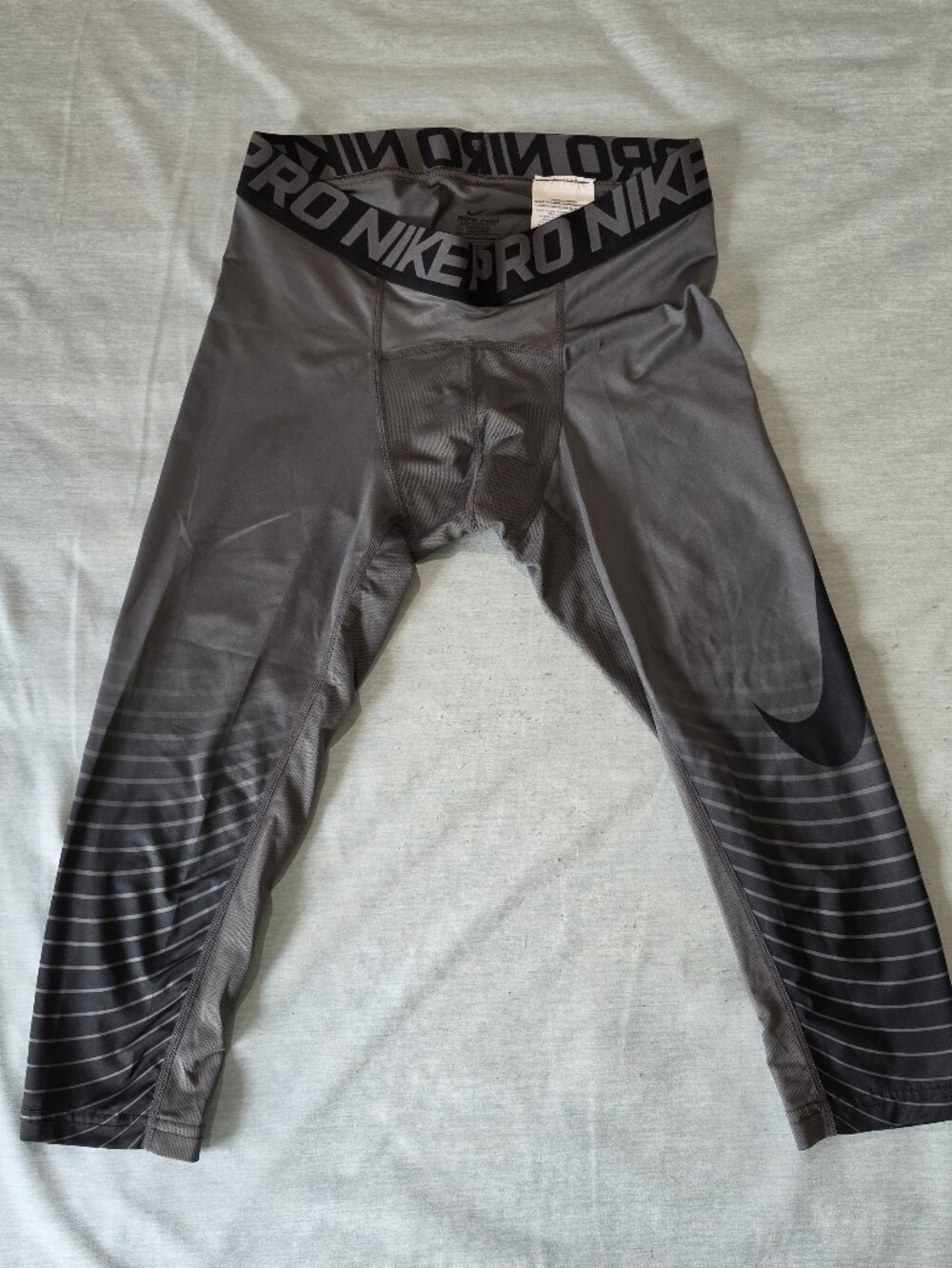 Nike Gray and Black Pro Compression To The Calf-Length Men's Joggers